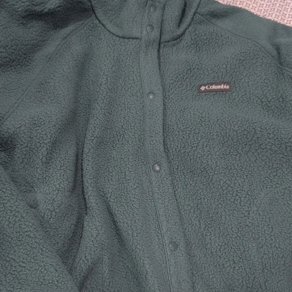 Columbia Women's Jasper Ridge Pebbled Fleece Full Snap Teal Teddy Jacket - Picture 6 of 11